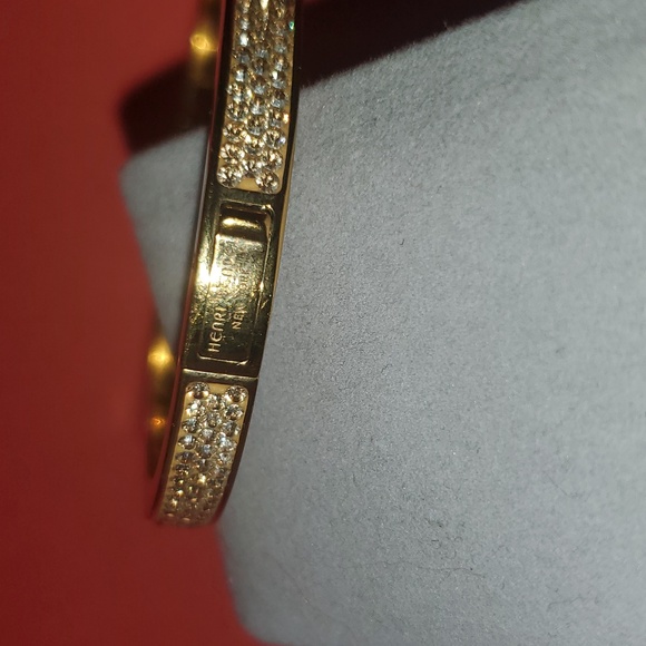 Henri Bendel clear Swarovski Crystal paved Skinny Rox yellow gold Bracelet - Picture 4 of 9